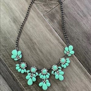 Statement Mint Teardrop Floral Necklace - Unbranded